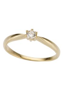 Firetti Damen Solitärring "Schmuck Geschenk Gold 750 Damenring Verlobungsring Goldring Solitär", 18, 0,15 ct LR = lupenrein, Gelbgold 585-Diamanten,