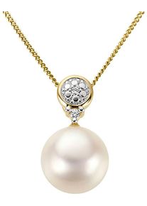 Firetti Damen Ketten-Anhänger "Schmuck Geschenk Gold 333 Halsschmuck Anhänger für Halskette", 0,02 ct, Gelbgold 333-Diamanten-Perlen, 1,2 g, weiß,