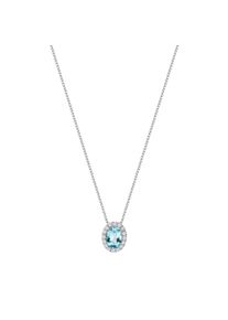 ZEEme Damen Collierkettchen "375/- Weißgold Zirkonia und Blautopas", 42cm, Gold, L: 42cm B: 8.0mm, gelb, Gold, B:8.0mm, Halsketten