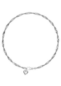 Firetti Fußkette mit Anhänger "Schmuck Geschenk Silber 925 Körperschmuck Herz+LIEBE Singapurkette", Silber 925 (Sterlingsilber), silber, Silber 925