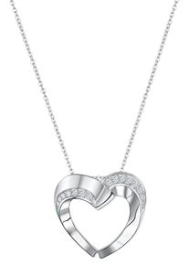 Firetti Damen Kette mit Anhänger "Schmuck Geschenk Silber 925 Halsschmuck Halskette Ankerkette Herz", Silber 925 (Sterlingsilber), L: 45cm B: 1mm,
