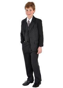 Family Trends Herren Anzug "im 5-teiligen Set", schwarz, elegant, Gr. 110, gestreift, 85% Baumwolle, 15% Polyester, Anzüge, im eleganten Look