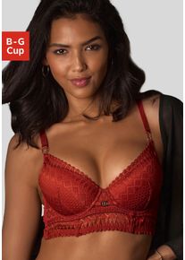 Lascana Damen Schalen-BH "Nina", Gr. 75, braun, Spitze, Obermaterial: 90% Polyamid, 10% Elasthan, modisch, BHs, in leichter Longform aus graphischer