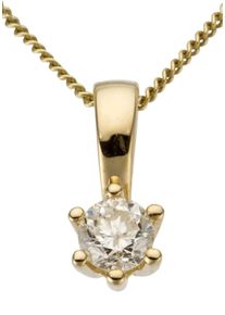 Firetti Damen Ketten-Anhänger "Schmuck Geschenk Gold 750 Halsschmuck Anhänger Halskette Solitär", 0,25 ct LR = lupenrein, Gelbgold 750-Diamanten, 0,8