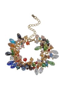 Steuer Damen Armband "goldfarben mit bunten Glassteinen", 23cm, Metall, bunt, Metall, Armbänder