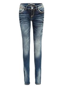 Cipo & Baxx CIPO & BAXX Damen Slim-fit-Jeans "Jeans", blau, casual, Gr. 27, unifarben, 86% Baumwolle;10% Elasthan;4% Polyester, Jeans, mit auffällig farbigen