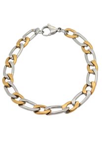Firetti Herren Edelstahlarmband "Schmuck Geschenk Panzer-/Figarokette, bicolor, ca. 7,47 mm breit", Edelstahl, gold, Edelstahl, Armbänder, Made in