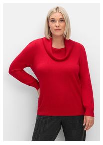 sheego Damen Strickpullover "Große Größen", rot, feminin, Gr. 42, unifarben, Feinstrick, Obermaterial: 55% Baumwolle, 45% Viskose, Pullover, mit
