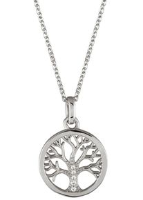 UNIKE JEWELLERY Damen Kette mit Anhänger "MEANINGFUL TREE OF LIFE LEBENSBAUM, UK.CL.1205.0034", Silber 925 (Sterlingsilber), L: 47cm, silber, Silber