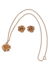Firetti Damen Schmuckset "Multipack Schmuck Geschenk Halskette Ohrring Rosen", gold, Messing, Schmuck-Sets, Made in Germany