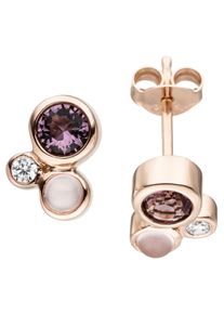 Jobo Damen Paar Ohrstecker, Silber 925 (Sterlingsilber), rosa, Silber 925 (Sterlingsilber), Ohrringe, 925 Silber roségold vergoldet Glassteine 4