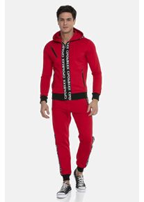 Cipo & Baxx CIPO & BAXX Herren Trainingsanzug "Homewear", rot, casual, Gr. S, unifarben, 72% Baumwolle;22% Polyester;6% Elasthan, Sportanzüge, mit
