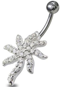 Firetti Bauchnabelpiercing "Schmuck Geschenk Piercing Silber 925 Körperschmuck PALMTREE Palme", silber, Silber 925 (Sterlingsilber), Chirurgiestahl,