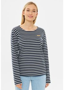 Derbe Damen Langarmshirt "Interstriped", blau, Basic, Gr. M, Obermaterial: 100% Baumwolle, Shirts, French terry, gestreift, hochwertiger Stick