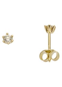 Firetti Damen Paar Ohrstecker "Schmuck Geschenk Gold 750 Ohrschmuck Solitär", 0,25 ct P2 = erkennbare Einschlüsse, Gelbgold 585-Diamanten, gold,