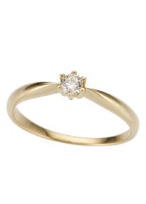 Firetti Damen Solitärring "Schmuck Geschenk Gold 750 Damenring Verlobungsring Goldring Solitär", 19, 0,15 ct LR = lupenrein, Gelbgold 750-Diamanten,