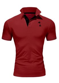 behype Herren Poloshirt "PALMSON", rot, klassisch, Gr. XXXL, unifarben, 100% Baumwolle, Shirts, mit kontrastfarbigen Details