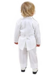 Family Trends Herren Anzug, weiß, elegant, Gr. 98, unifarben, 85% Baumwolle, 15% Polyester, Anzüge, im 5-teiligen Set mit elegantem Kummerbund