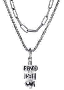 Firetti Damen Kette mit Anhänger "Schmuck Geschenk Peace", Edelstahl, L: 45cm, schwarz, Edelstahl, Halsketten