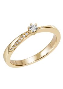 Firetti Damen Solitärring "Schmuck Geschenk Gold 585 Damenring Verlobungsring Goldring", 54, 0,13 ct SI = kleine Einschlüsse, Gelbgold 585-Diamanten,