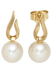 Jobo Damen Perlenohrringe, Gelbgold 585-Perlen, gelb, Gelbgold 585, Perlen, Ohrringe, 585 Gold mit Süßwasser-Zuchtperlen