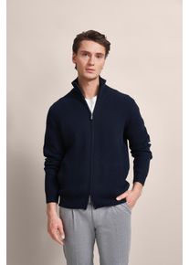 Bugatti Herren Strickjacke, blau, casual, Gr. L, unifarben, Strick, 80% Wolle, 20% Polyamid, Strickjacken, grob gestrickt