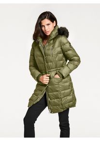 Heine Damen Parka, grün, Gr. 38, unifarben, 100% Polyamid, Fellimitat:80% Polyacryl, 20% Polyester, Füllung:100% Polyester, Jacken