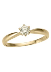 Firetti Damen Solitärring "Schmuck Geschenk Gold 750 Damenring Verlobungsring Goldring Solitär", 17, 0,25 ct P2 = erkennbare Einschlüsse, Gelbgold