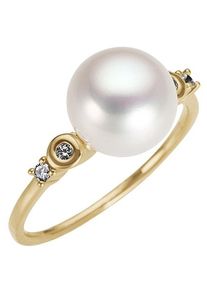 Firetti Damen Perlenring "Schmuck Geschenk Gold 585 Fingerring Damenring Perle", 16, 0,07 ct P2 = erkennbare Einschlüsse, Gelbgold