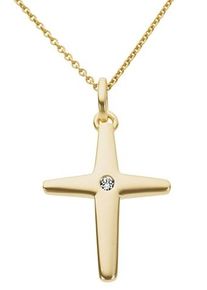 Firetti Damen Kreuz-Anhänger "Schmuck Geschenk Gold 333 Halsschmuck Anhänger für Halskette Kreuz", 0,010 ct P2 = erkennbare Einschlüsse, Gelbgold