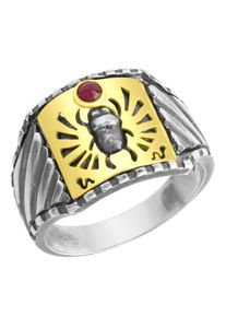 Firetti Herren Silberring "Schmuck Geschenk Gold 375 Fingerring Skarabäus", 20, Silber 925 (Sterlingsilber)-Gelbgold 375, 4,5mm, silber, Silber 925