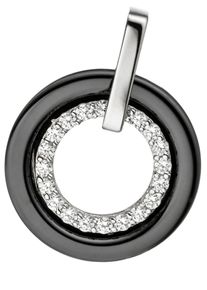 Jobo Damen Runder Anhänger "mit Zirkonia", Silber 925 (Sterlingsilber)-Keramik, silber, Silber 925 (Sterlingsilber), Keramik, Schmuckanhänger, 925