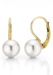 Firetti Damen Paar Ohrhänger "Schmuck Geschenk Gold 375 Ohrschmuck Patentbrisur Perle", 6, Gelbgold 375-Perlen, gold, Gelbgold 375, Perlen, Ohrringe,