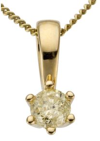 Firetti Damen Ketten-Anhänger "Schmuck Geschenk Gold 750 Halsschmuck Anhänger Halskette Solitär", 0,2 ct P2 = erkennbare Einschlüsse, Gelbgold
