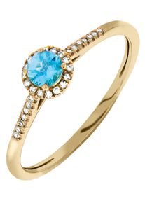 Firetti Damen Diamantring "Schmuck Geschenk Gold 375 Damenring Goldring Farbstein Edelstein Topas", 52, 0,08 ct P3 = leicht erkennbare Einschlüsse,