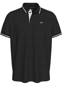 Tommy Jeans Herren Poloshirt "TJM REG TIPPED POLO", schwarz, casual, Gr. S, Jersey, Obermaterial: 100% Baumwolle, Shirts, mit Streifendetails