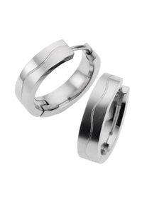 ZEEme Damen Paar Creolen "Edelstahl glanz/matt 18mm Durchmesser", grau, Edelstahl, Ohrringe