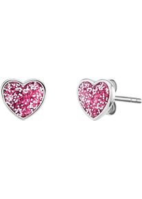 Herzengel Mädchen Paar Ohrstecker "Glitzerherz, HEE-GLITTERHEART-ST", Silber 925 (Sterlingsilber), bunt, Silber 925 (Sterlingsilber), Ohrringe, Made