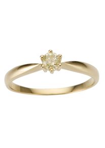 Firetti Damen Solitärring "Schmuck Geschenk Gold 750 Damenring Verlobungsring Goldring Solitär", 17, 0,2 ct LR = lupenrein, Gelbgold 750-Diamanten,