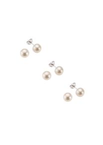 Vivance Damen Paar Ohrstecker "925 Silber rhodiniert Süßwasserzuchtperlen weiß 4mm", ONE-SIZE, Silber 925 (Sterlingsilber), weiß, Silber 925