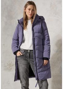 Cecil Damen Steppmantel, lila, casual, Gr. XL, unifarben, Stoff, Obermaterial, Futter und Füllung: 100% Polyester, Mäntel, mit abnehmbarer Kapuze