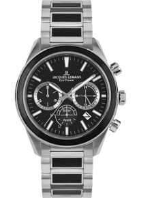 Jacques Lemans Herren Solaruhr "Eco Power Solar Apple, 1-2115F", schwarz, Armbanduhren, Armbanduhr, Herrenuhr, Datum, bis 10 bar wasserd.,
