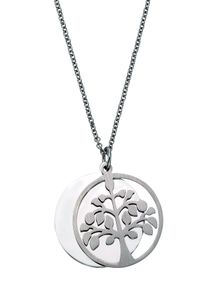 Firetti Damen Kette mit Anhänger "Schmuck Geschenk Halskette Lebensbaum, Flachpanzerkette", Edelstahl, L: 45cm, silber, Edelstahl, Halsketten