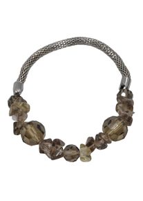 Steuer Damen Armband "Stretch silberfarben mit Rauchquarz", 19cm, Metall, braun, Metall, Armbänder