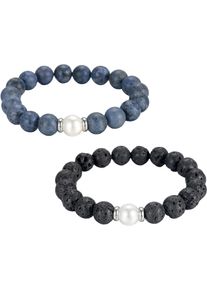 Firetti Damen Armband Set "Multipack Schmuck Geschenk Edelstahl Armschmuck Armkette Edelstein", Edelstahl-Nylon-Perlen, blau, Edelstahl, Nylon,