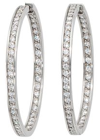 Jobo Damen Paar Creolen, Silber 925 (Sterlingsilber), silber, Silber 925 (Sterlingsilber), Ohrringe, 925 Silber mit Zirkonia