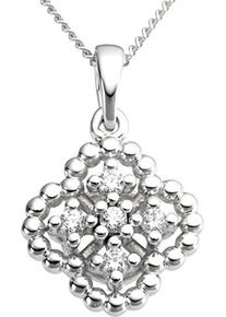 Firetti Damen Ketten-Anhänger "Schmuck Geschenk Gold 333 Halsschmuck Anhänger Blume / floral", 0,085 ct, Weißgold 333-Diamanten, 1,15 g, weiß,