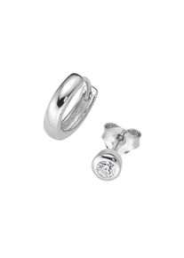 Smart Jewel Damen Ohrstecker-Set "Ohrstecker und Klappcreole, Silber 925", Silber 925 (Sterlingsilber), silber, Silber 925 (Sterlingsilber), Ohrringe