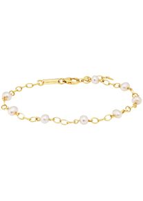 JULIE JULSEN Damen Armband "925/- Sterling Silber vergoldet 8 Perlen 19cm lang", 19cm, Silber 925 (Sterlingsilber), gold, Silber 925
