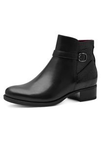 Tamaris Damen Stiefelette, Gr. 37, schwarz, Leder, Lederimitat, unifarben, Reptilienprägung, modisch, Schuhe, Blockabsatz, Businessschuh, Boots mit